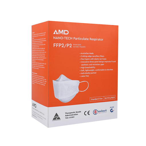 AMD MASKS NANO-TECH P2 / N95 Respirator with Four Layers - Pack of 50 ...
