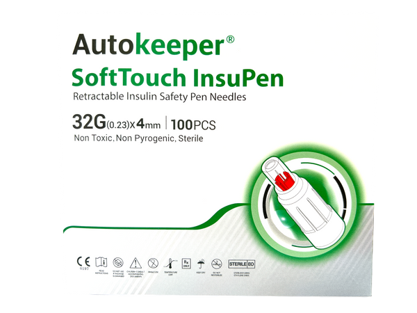 SMEE SoftTouch InsuPen Retractable Insulin Safety Pen Needles 4MM 32G - 100PCS