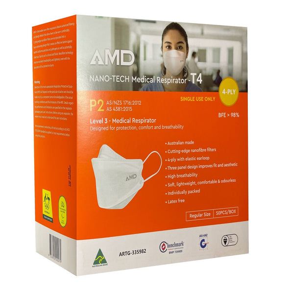 AMD MASKS NANO-TECH P2 / N95 Respirator with Four Layers - Pack of 50